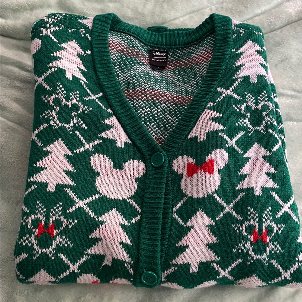 Disney Festive Green and White Cardigan